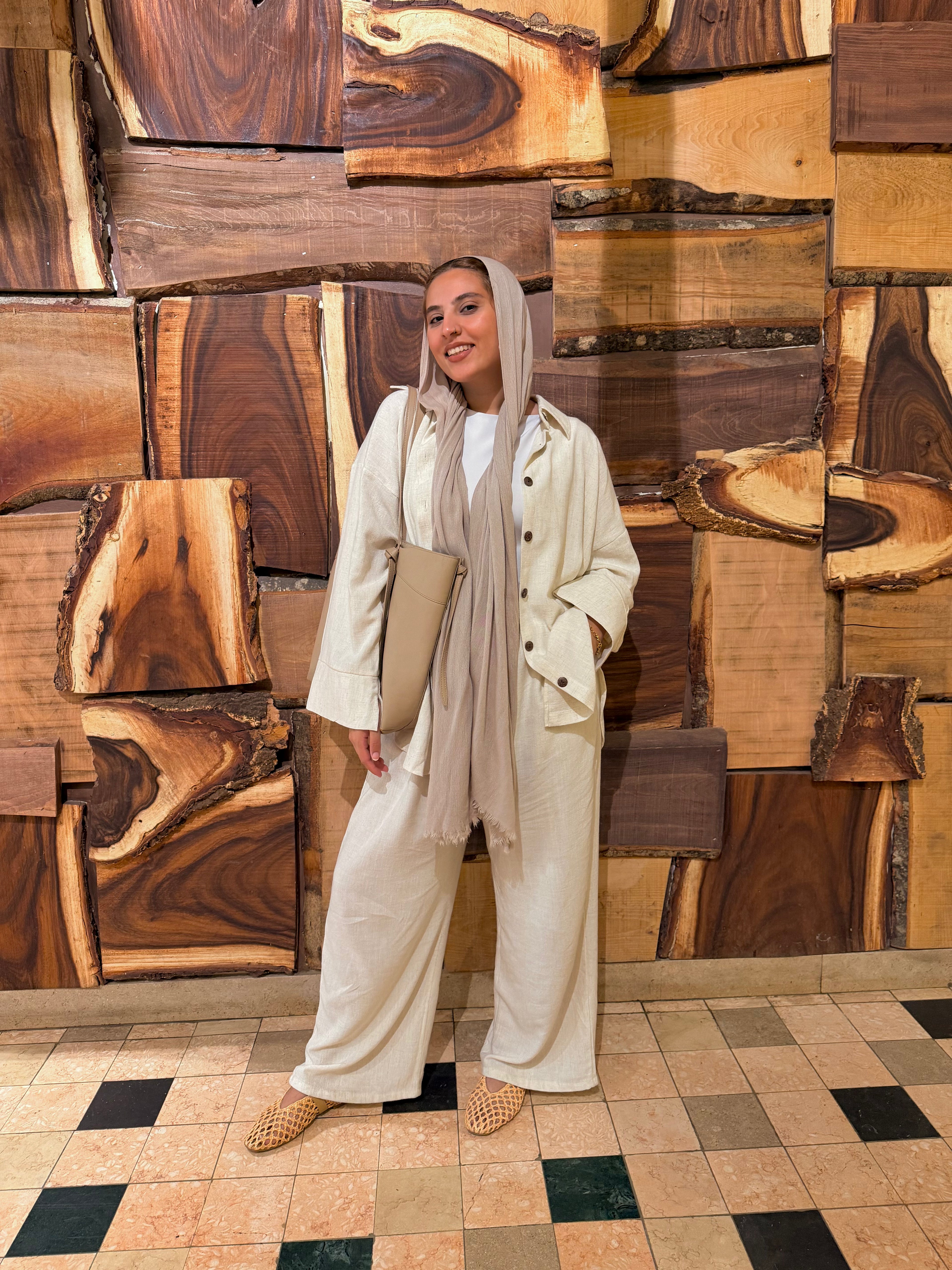 LYA Everyday Linen Shirt (Ivory) + Linen Pants in Ivory