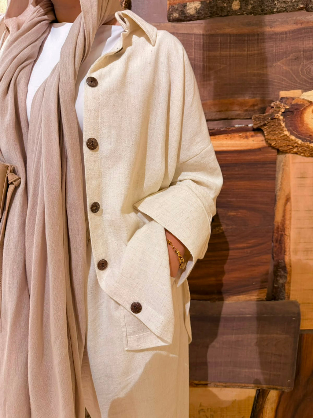 LYA Everyday Linen Shirt (Ivory) + Linen Pants in Ivory